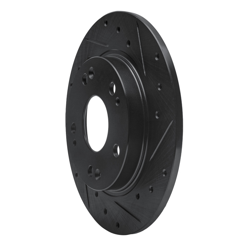 Honda CR-Z Brake Rotor (1) - Rear Right - R1 Concepts - Drilled & Slotted - Black - `11-`15